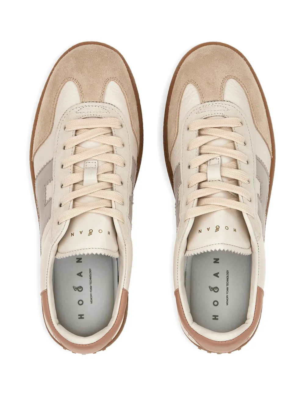 Hogan H698 Leather Platform Sneakers In Neutral