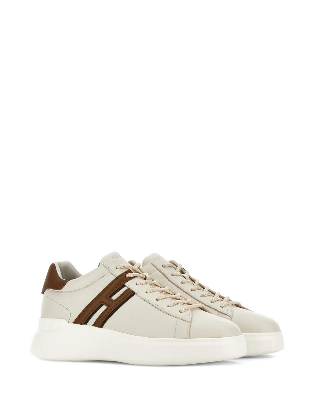 Hogan H580 leren sneakers met logodetail Beige