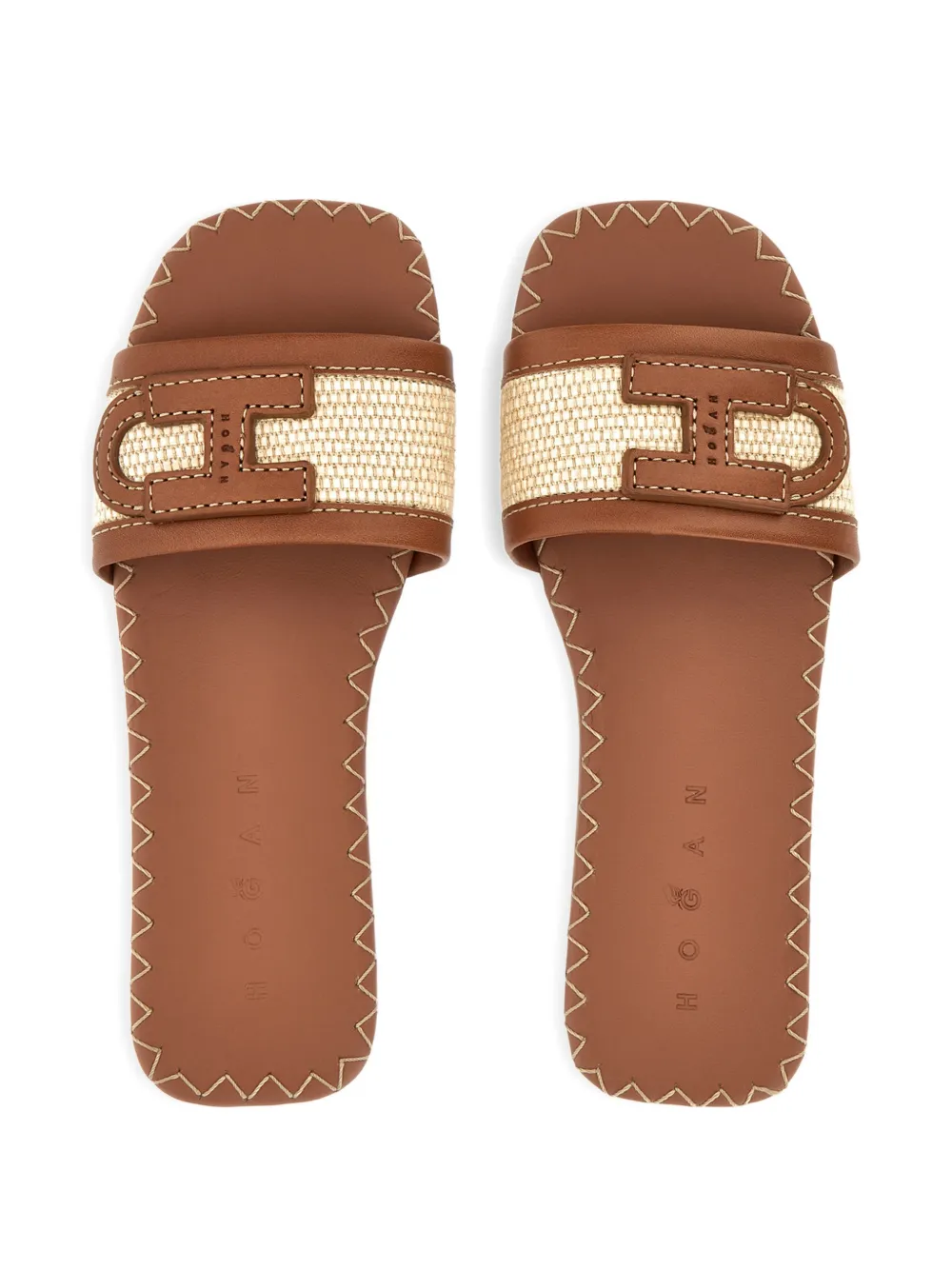 Hogan Geweven sandalen met logodetail Bruin