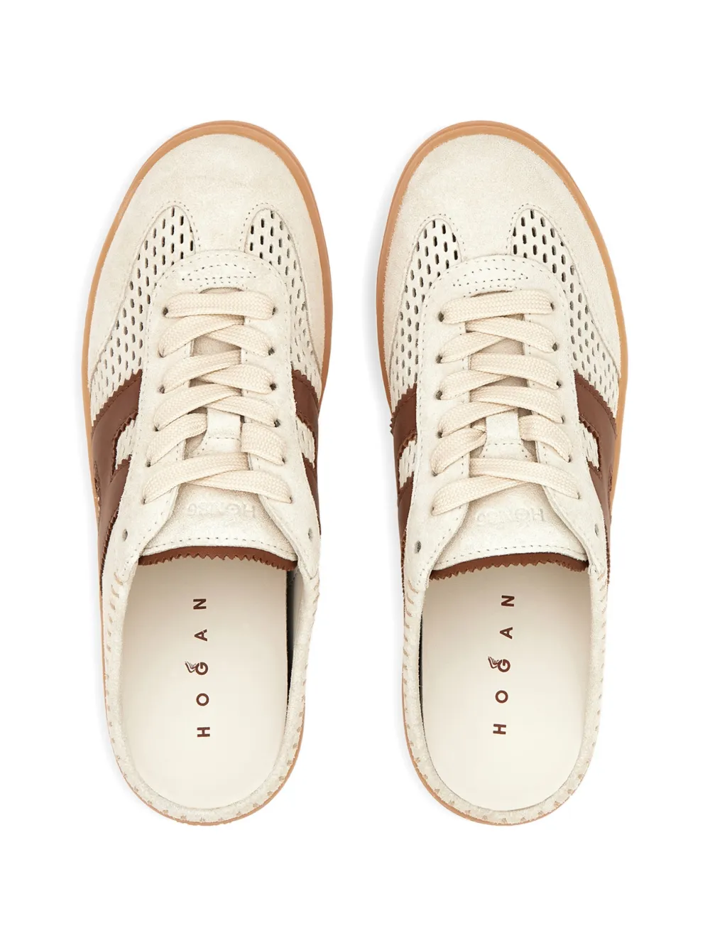 Hogan Cool perforated sneaker mules Beige