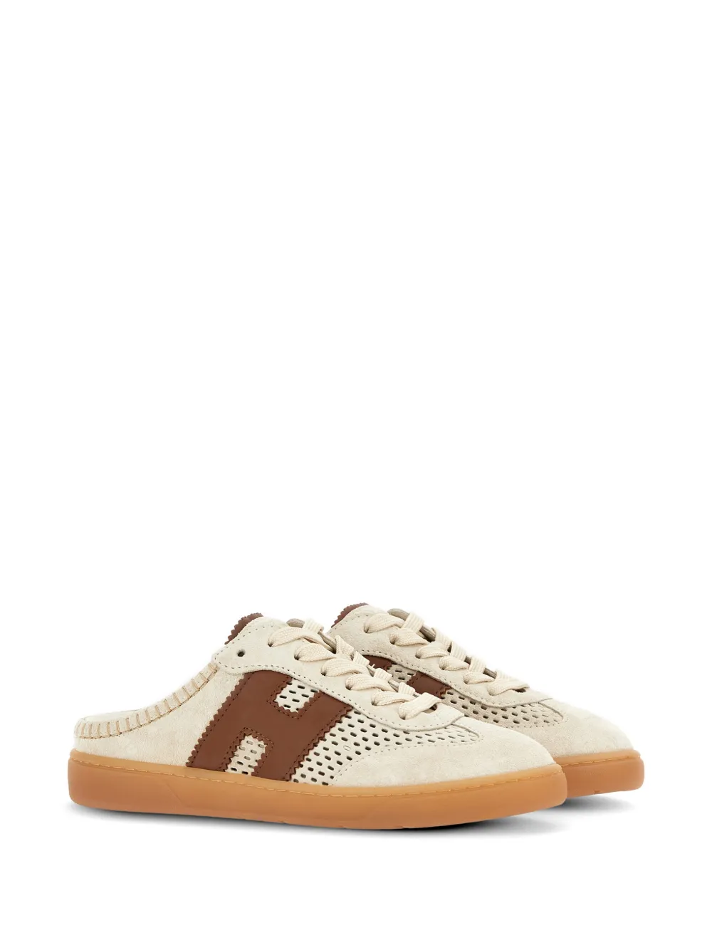 Hogan Cool perforated sneaker mules Beige