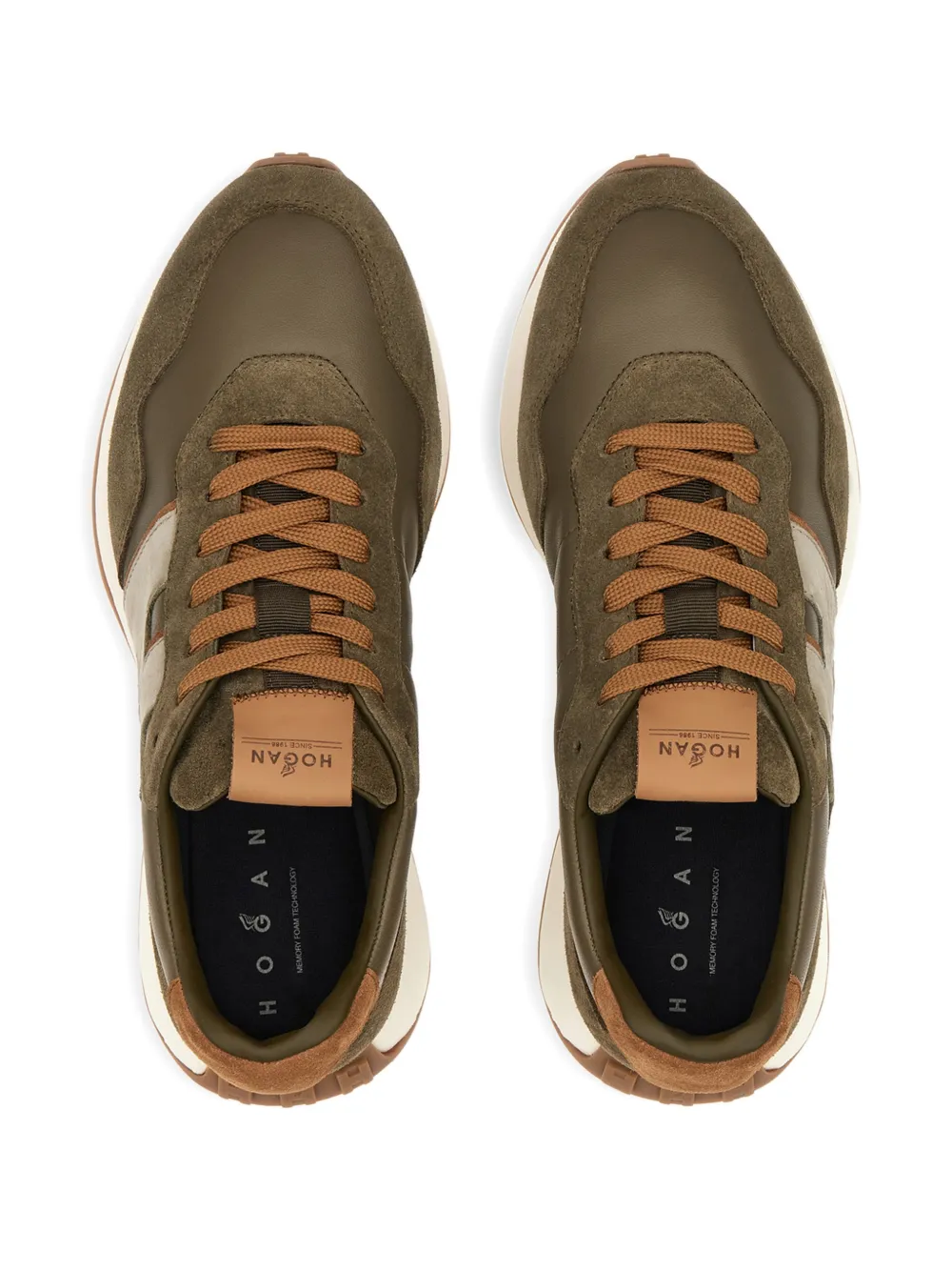 Hogan H601 sneakers met vlakken en applicatie Groen