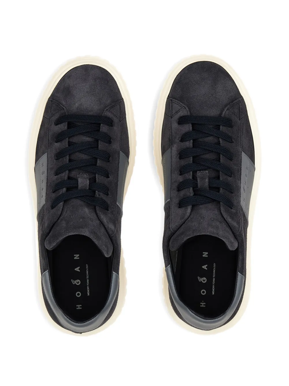 Hogan H-Stripes sneakers met suède vlakken Blauw