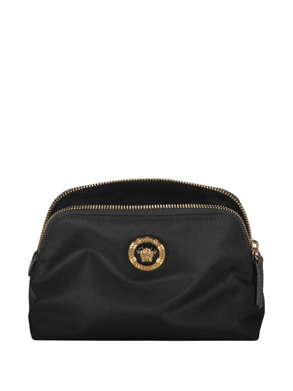 Versace Elegant Black Beauty Case With Golden Details In Black