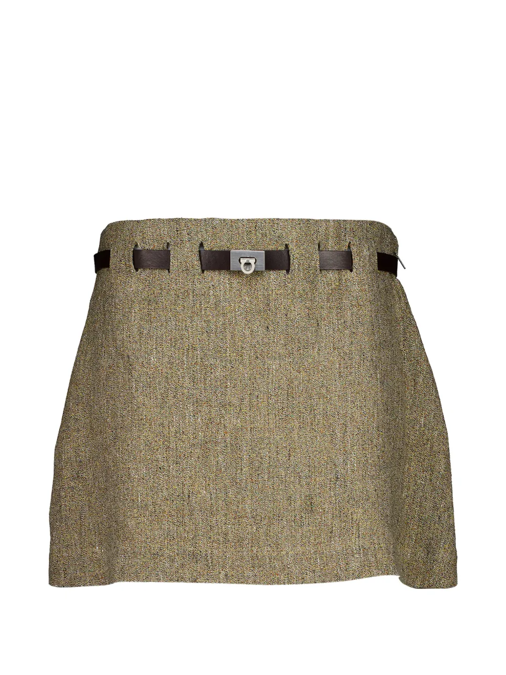 Ferragamo belted pleated short skirt - Verde