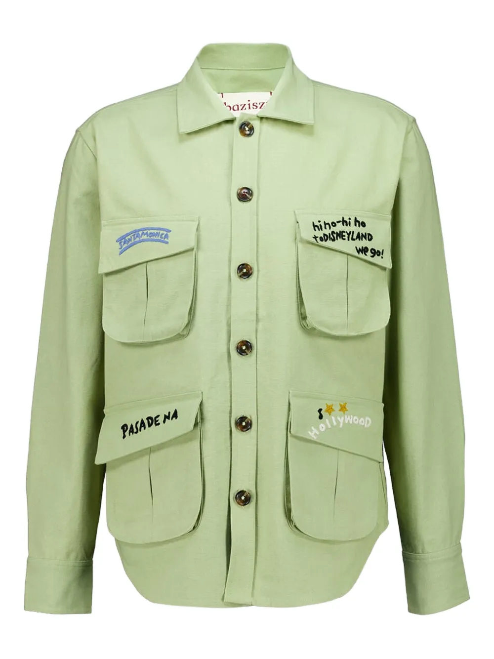 Baziszt embroidery-detail shirt - Verde