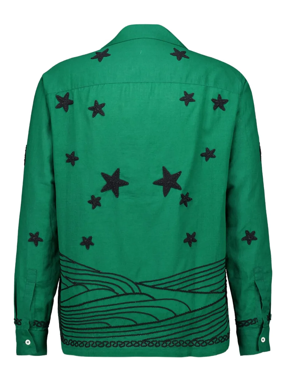 Baziszt embroidered-stars shirt - Groen