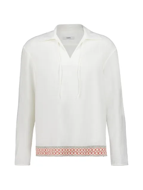 COMMAS crochet-trim tie shirt