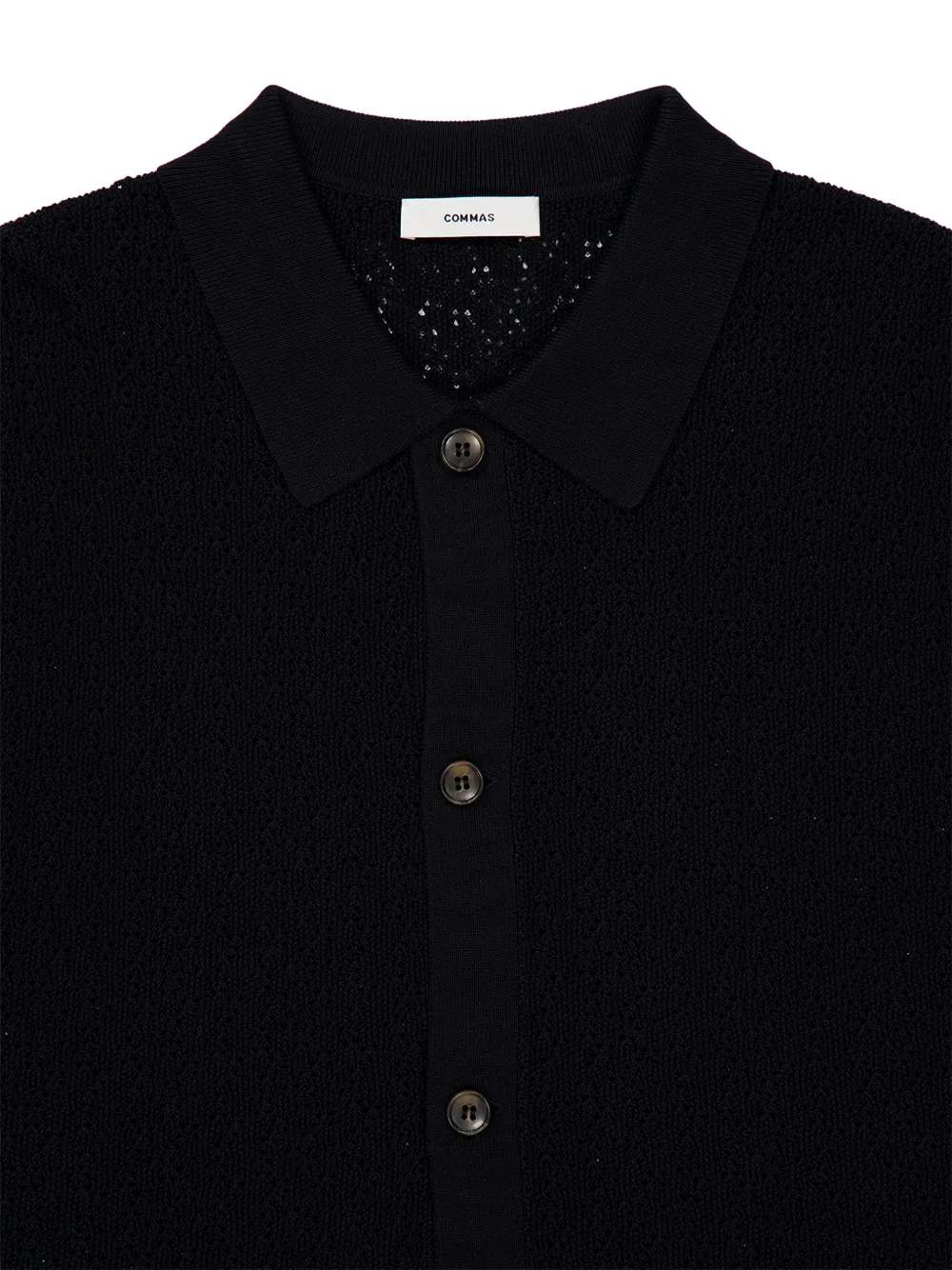  Commas Collared Button-front Cardigan - Black 