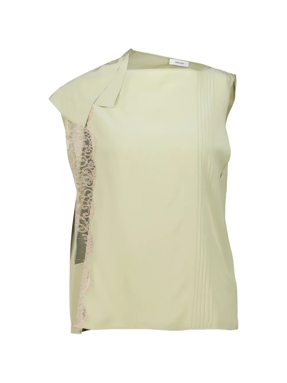 Ferragamo lace-panelled pintuck top - Green