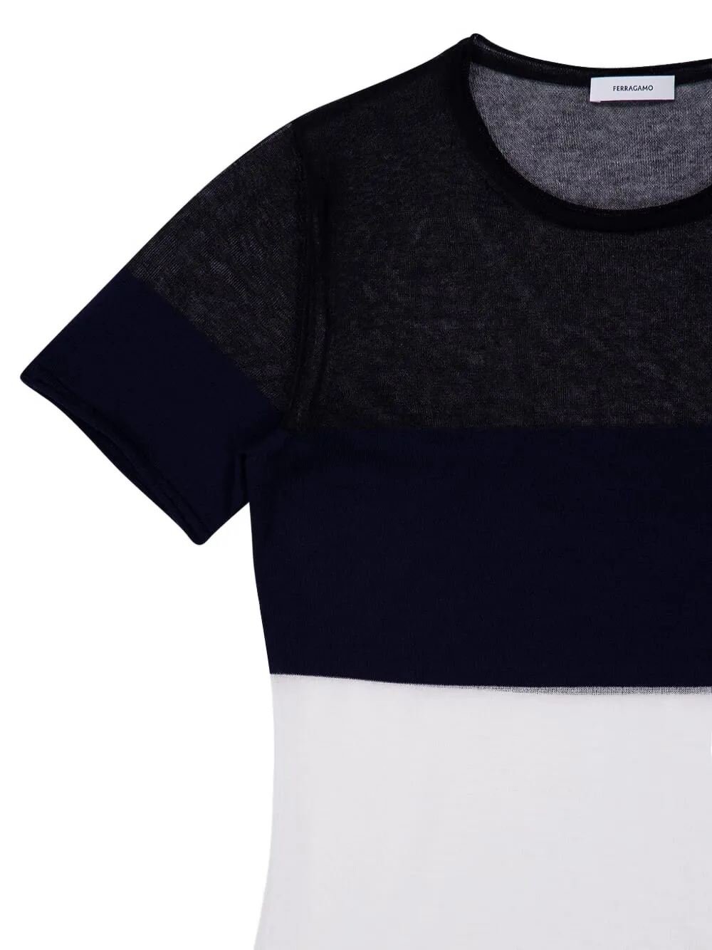  Ferragamo Colourblock Round-neck Sweater - White 