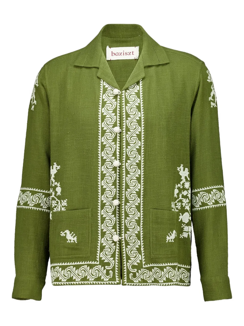 Baziszt embroidered long-sleeve shirt - Green