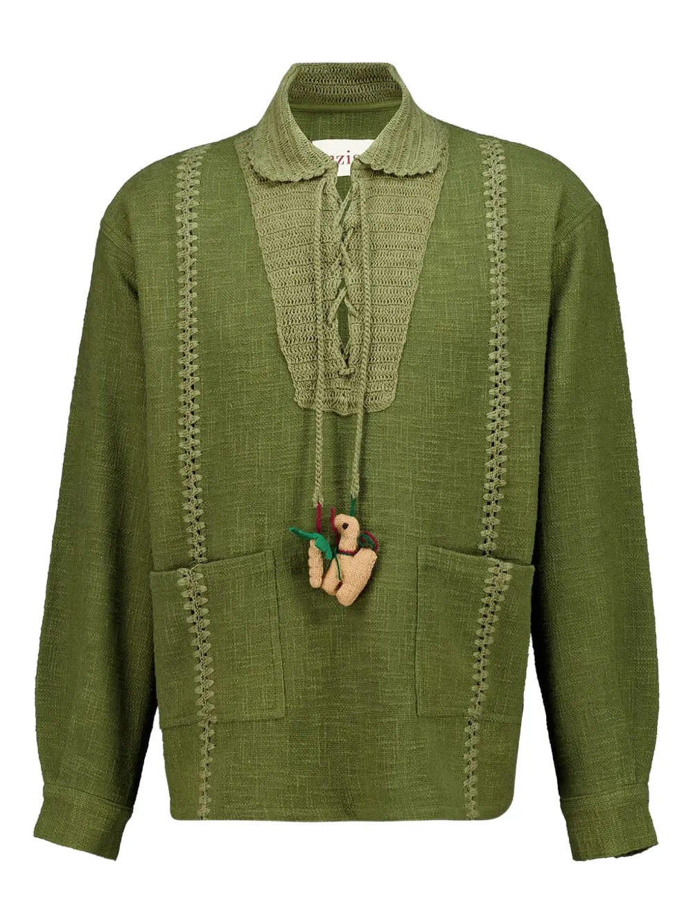 Baziszt Sofia lace-up polo shirt - Verde