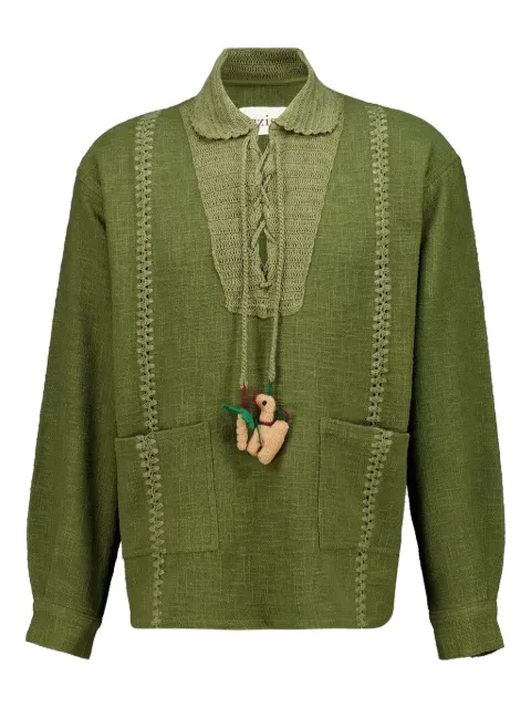 Baziszt Sofia lace-up polo shirt