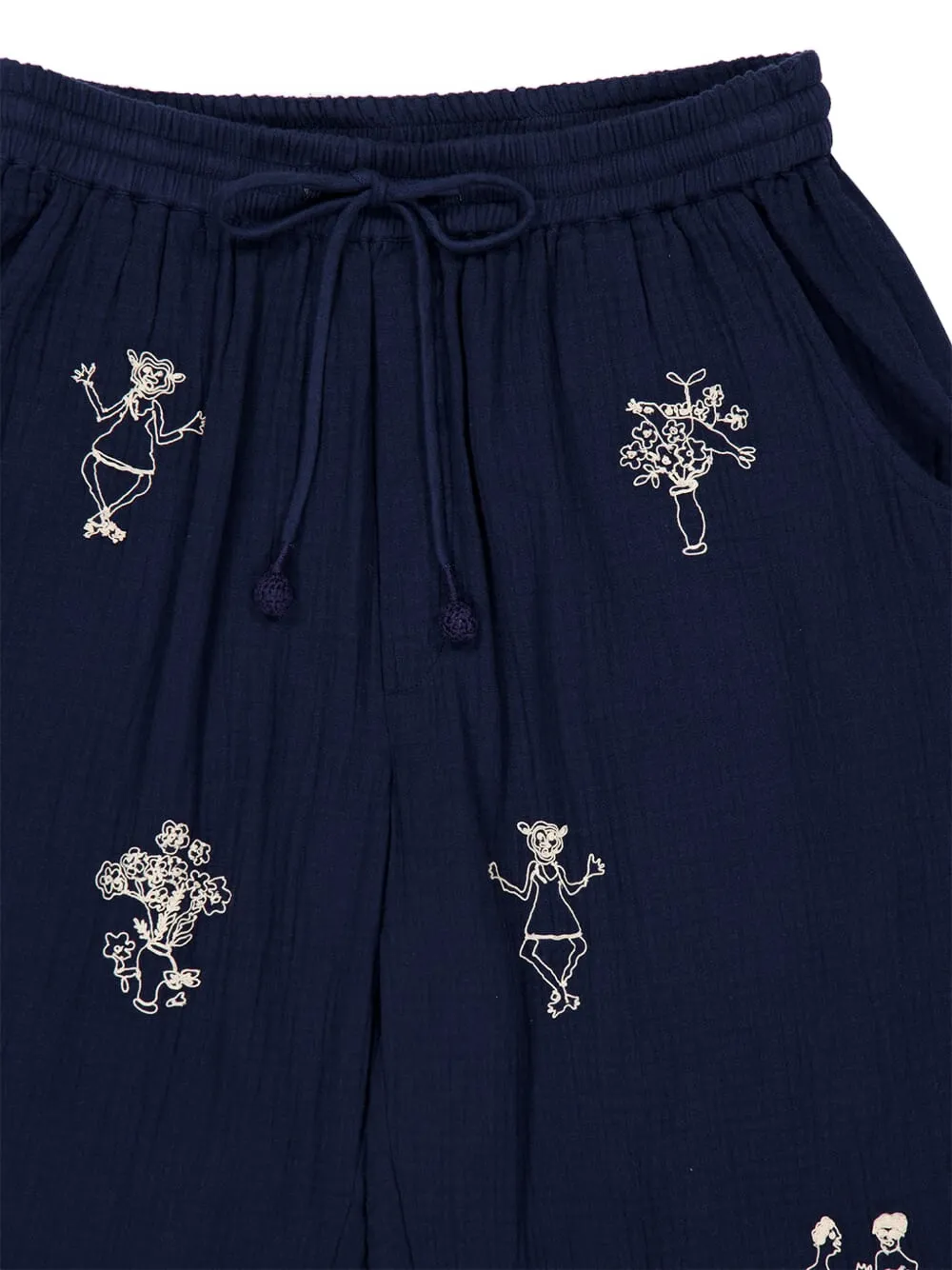 Baziszt embroidered-sketches trousers - Blauw