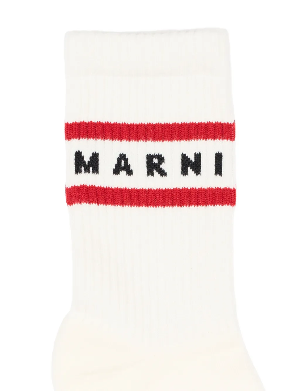 Marni Kids stripe logo socks Beige
