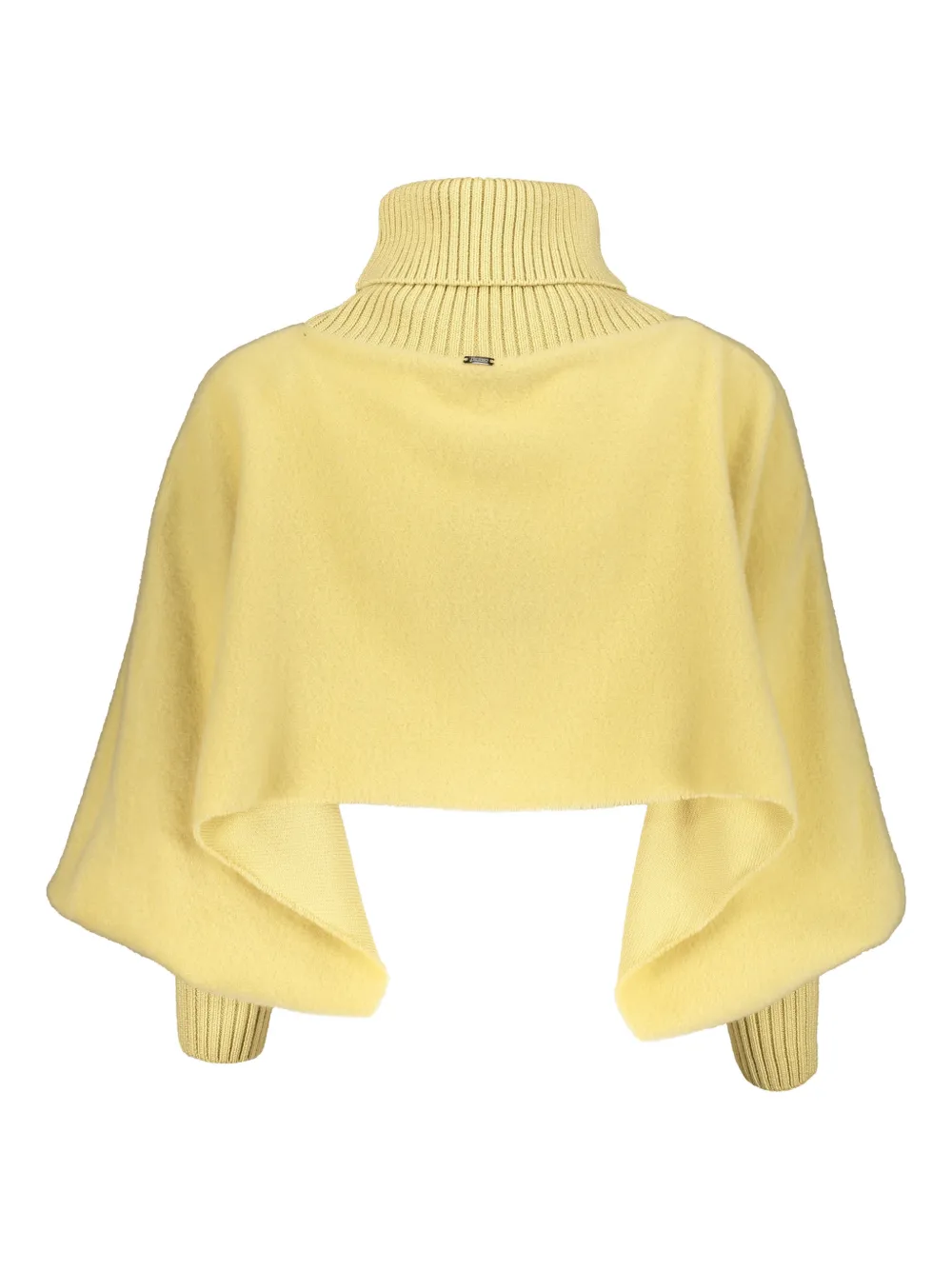 Herno Yellow Cropped Poncho With High Collar In Yellow