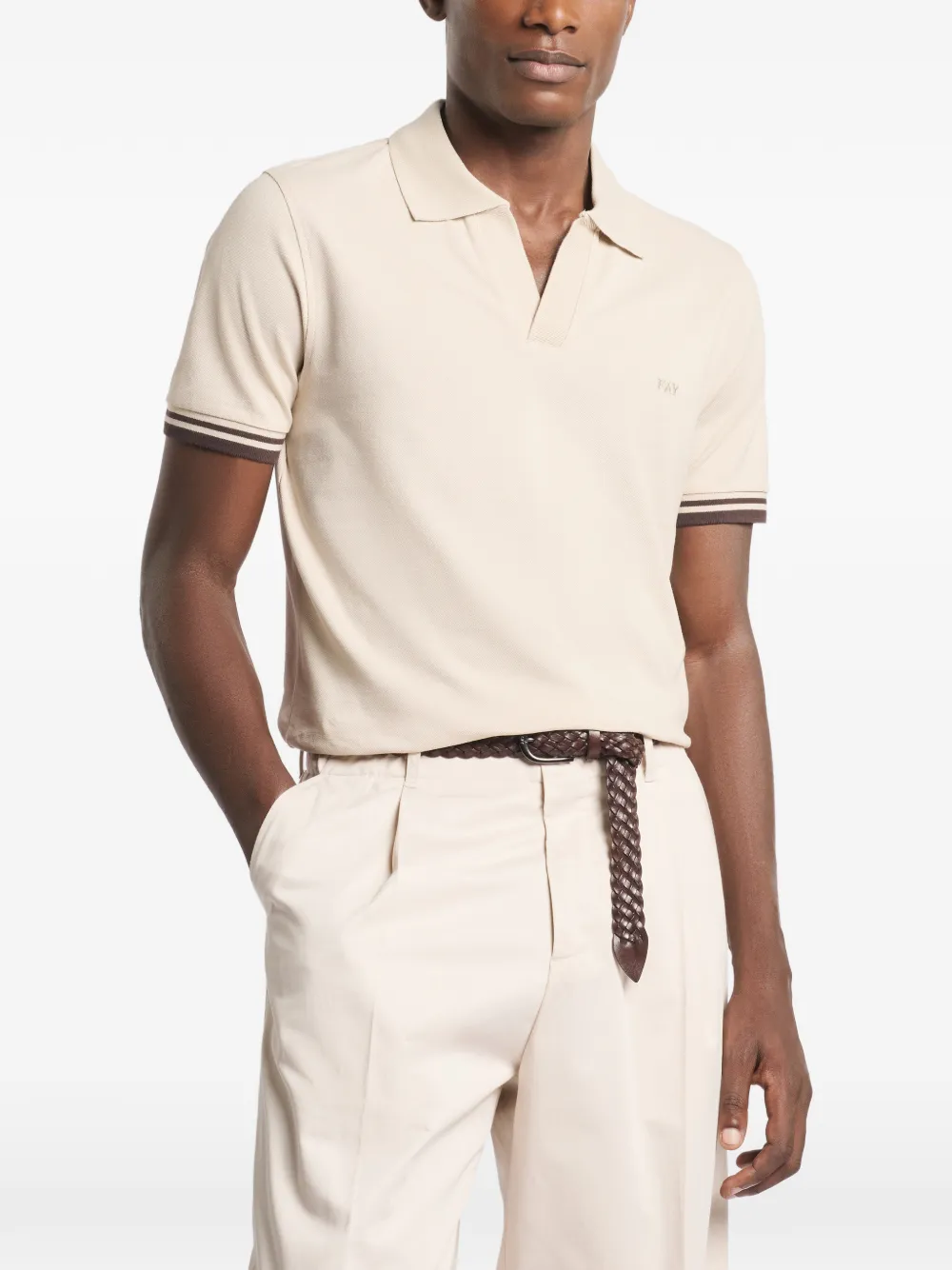  Fay Piquet Striped T-shirt - Neutrals 