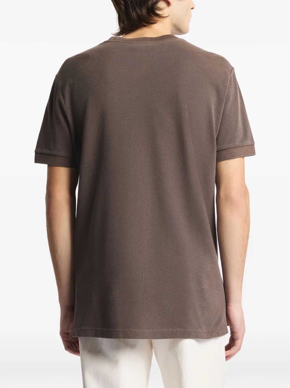 Fay Piquet T-shirt met ronde hals Bruin