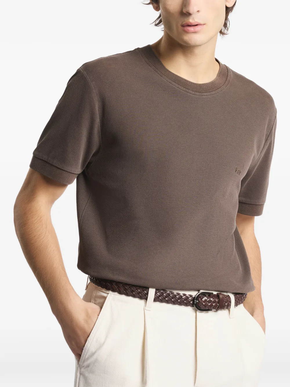  Fay Piquet Crewneck T-shirt - Brown 