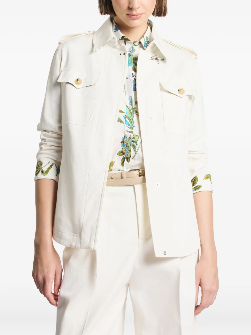  Fay Buttoned Shirt Jacket - White 