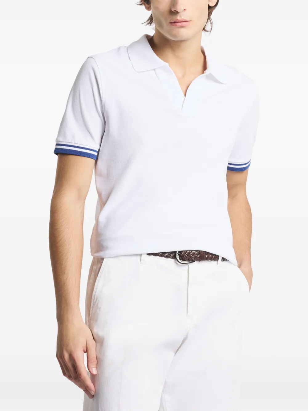 Fay Gestreept piquet T-shirt Wit