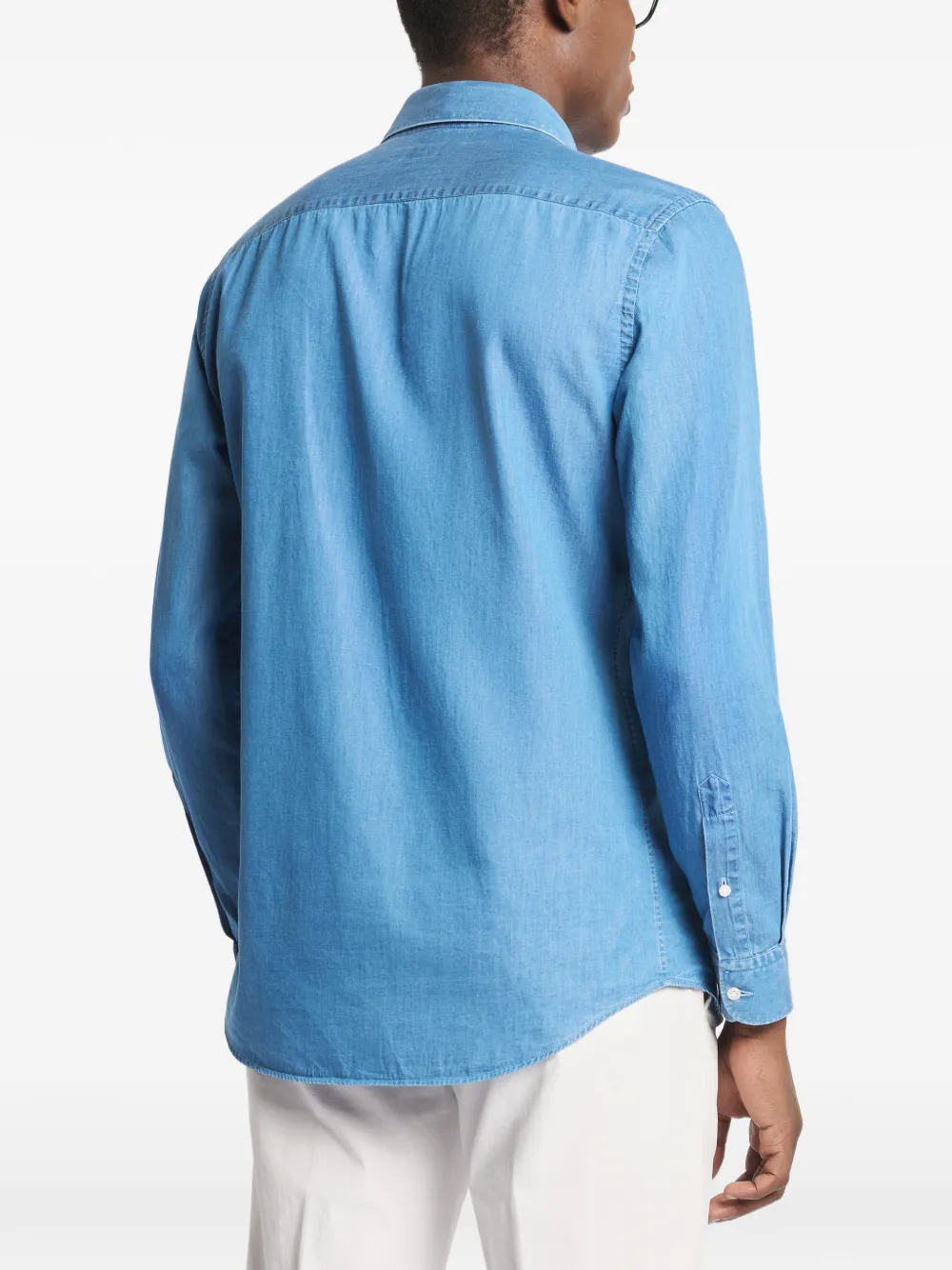 Fay Overhemd met Franse kraag Blauw