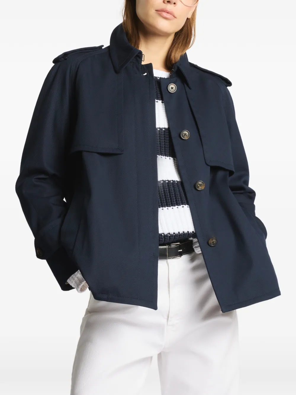  Fay Buttoned Trench Jacket - Blue 