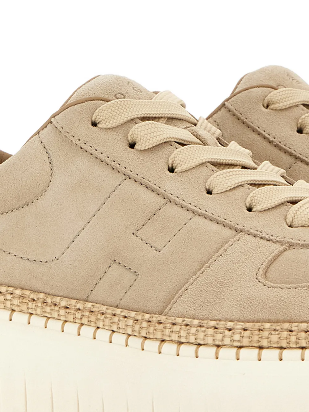 Hogan Suède sneakers met plateauzool Beige