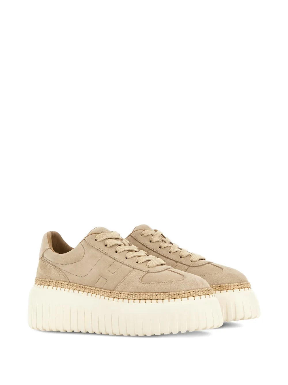 Hogan Suède sneakers met plateauzool Beige
