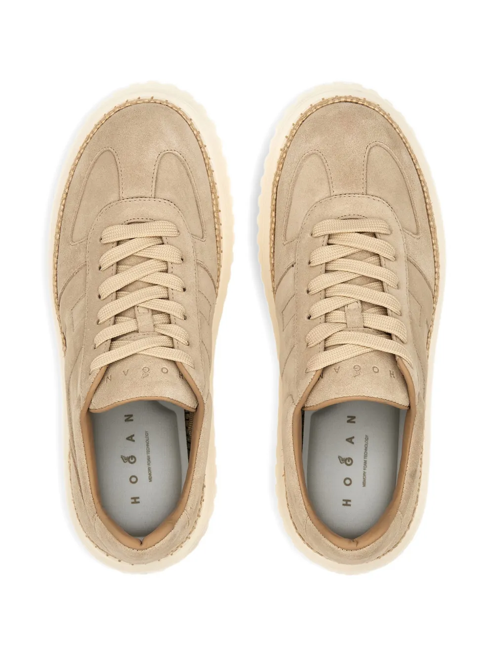 Hogan Suède sneakers met plateauzool Beige