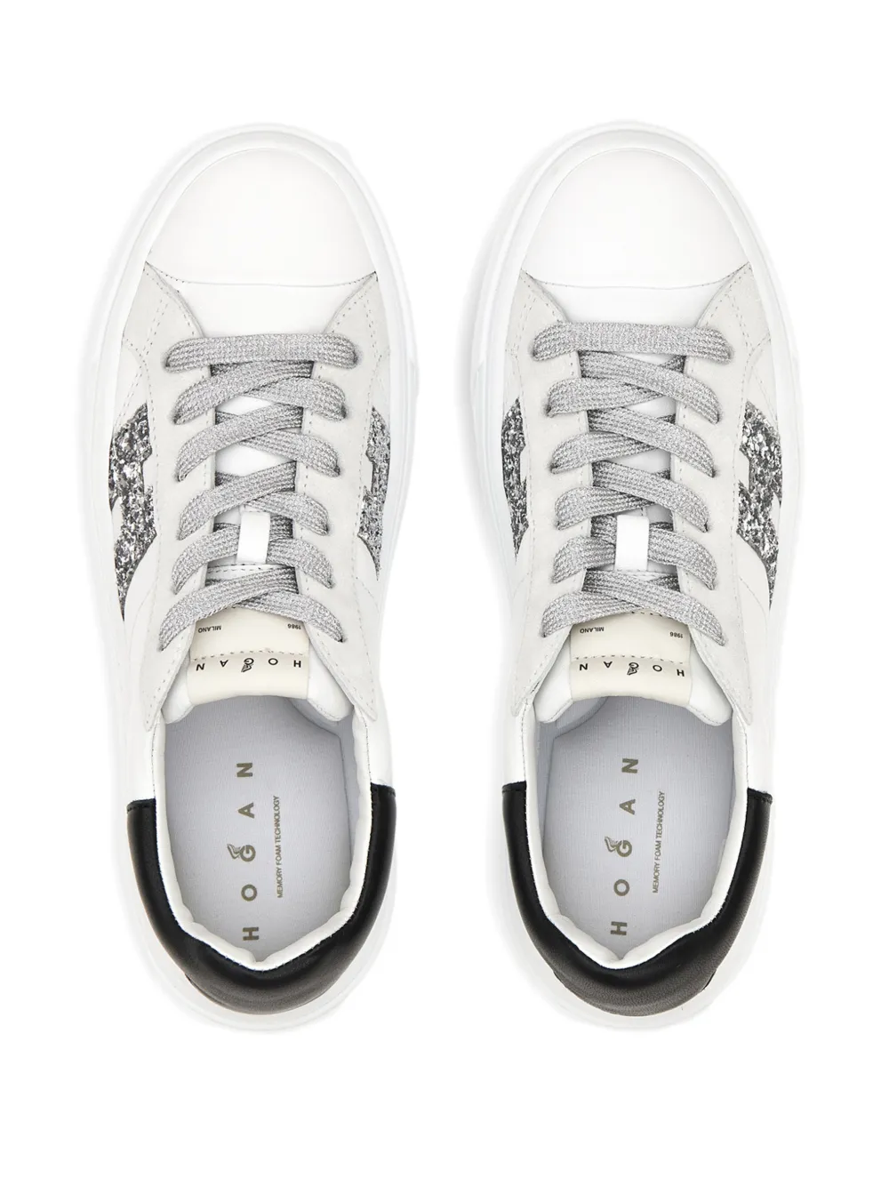 Hogan Crosswind sneakers met glitter logo Wit