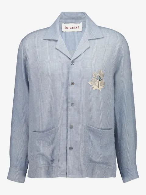 Baziszt Chitin front-pocket floral-embroidered shirt