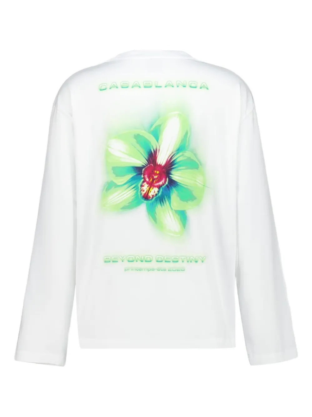 Casablanca orchid-print long-sleeved T-shirt - Wit