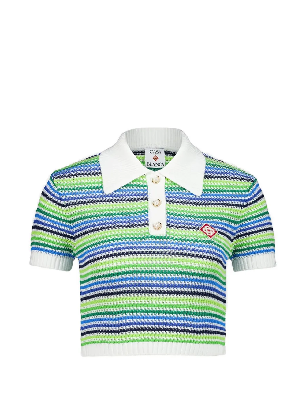 Casablanca striped button-up polo shirt - Verde
