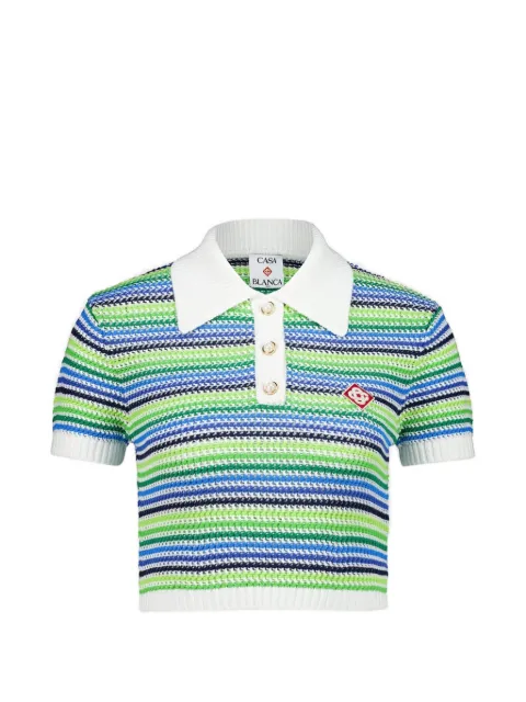 Casablanca striped button-up polo shirt
