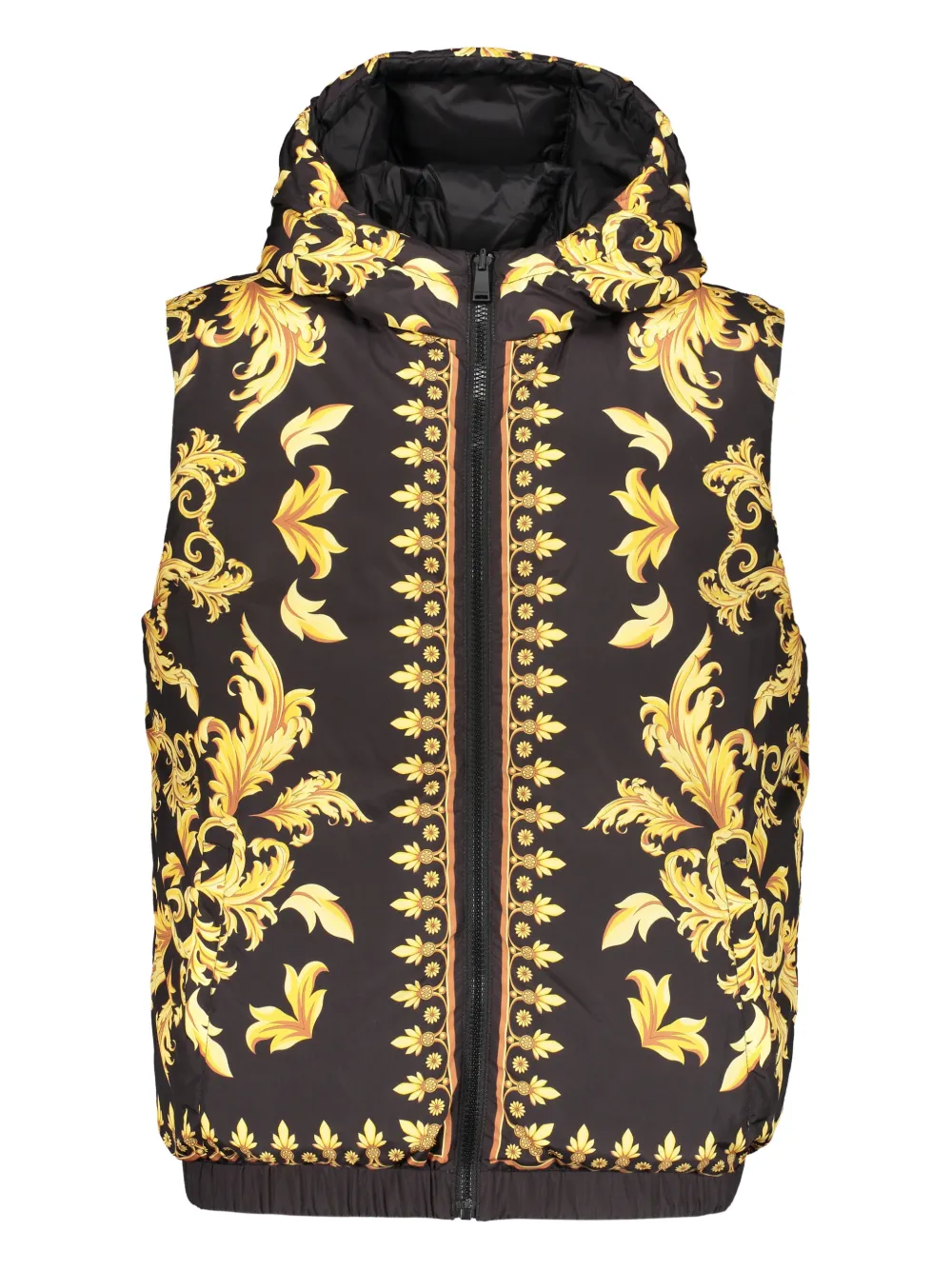 Versace logo-patch padded gilet Zwart