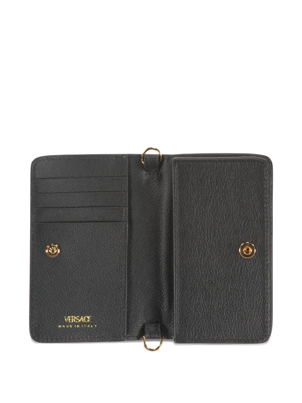 Versace Logo-plaque Leather Wallet In Black