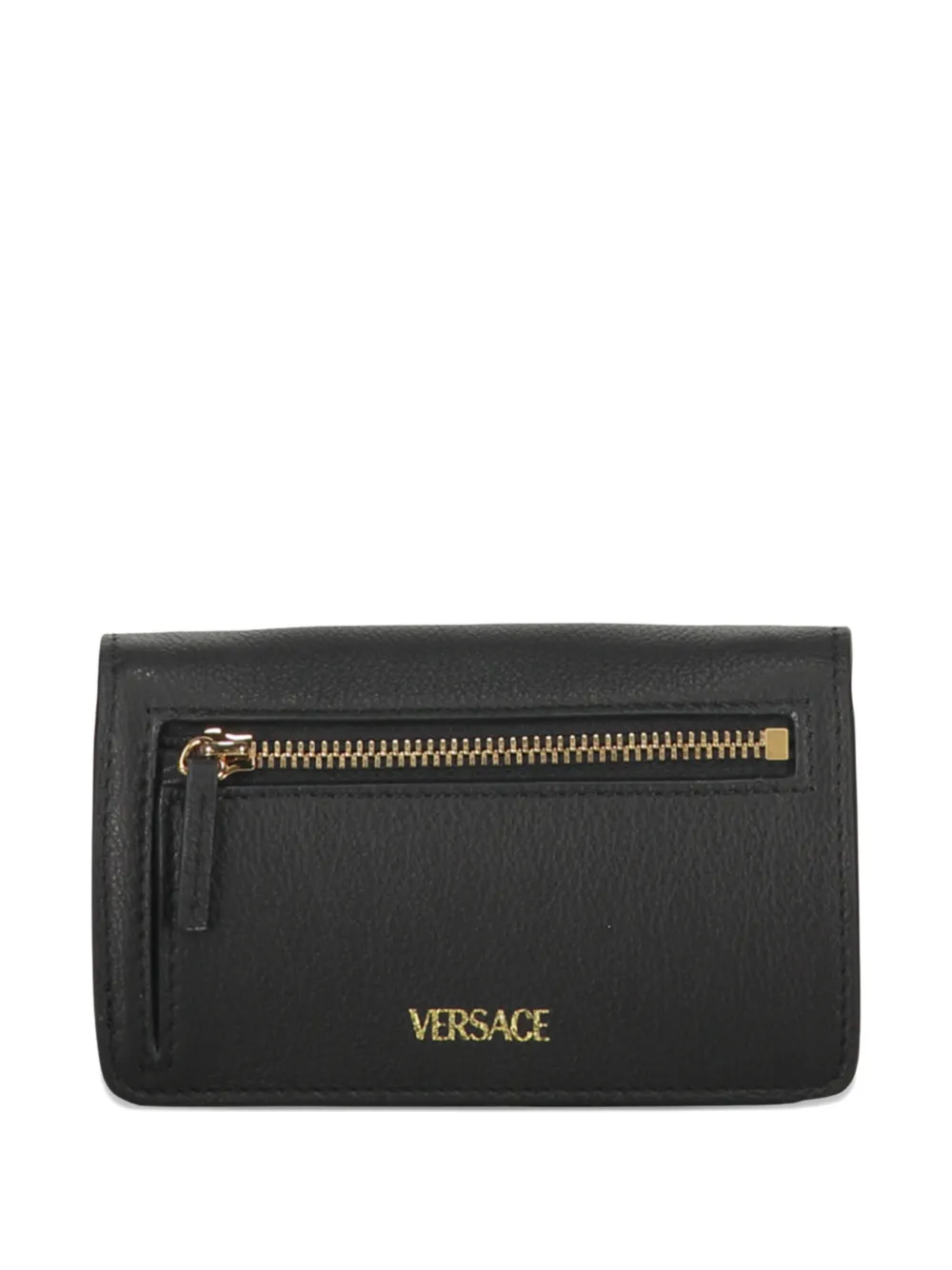 Versace Logo-plaque Leather Wallet In Black