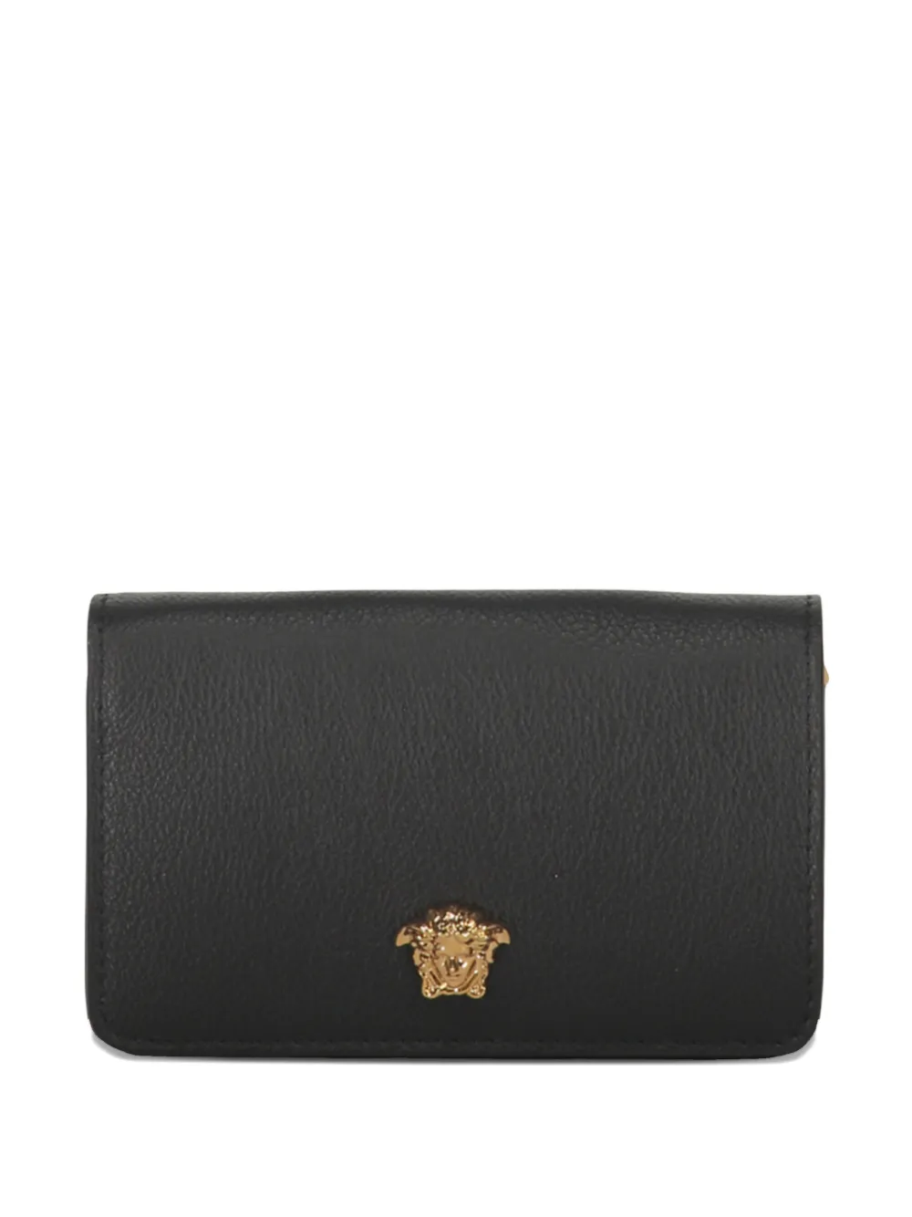 Versace Logo-plaque Leather Wallet In Black
