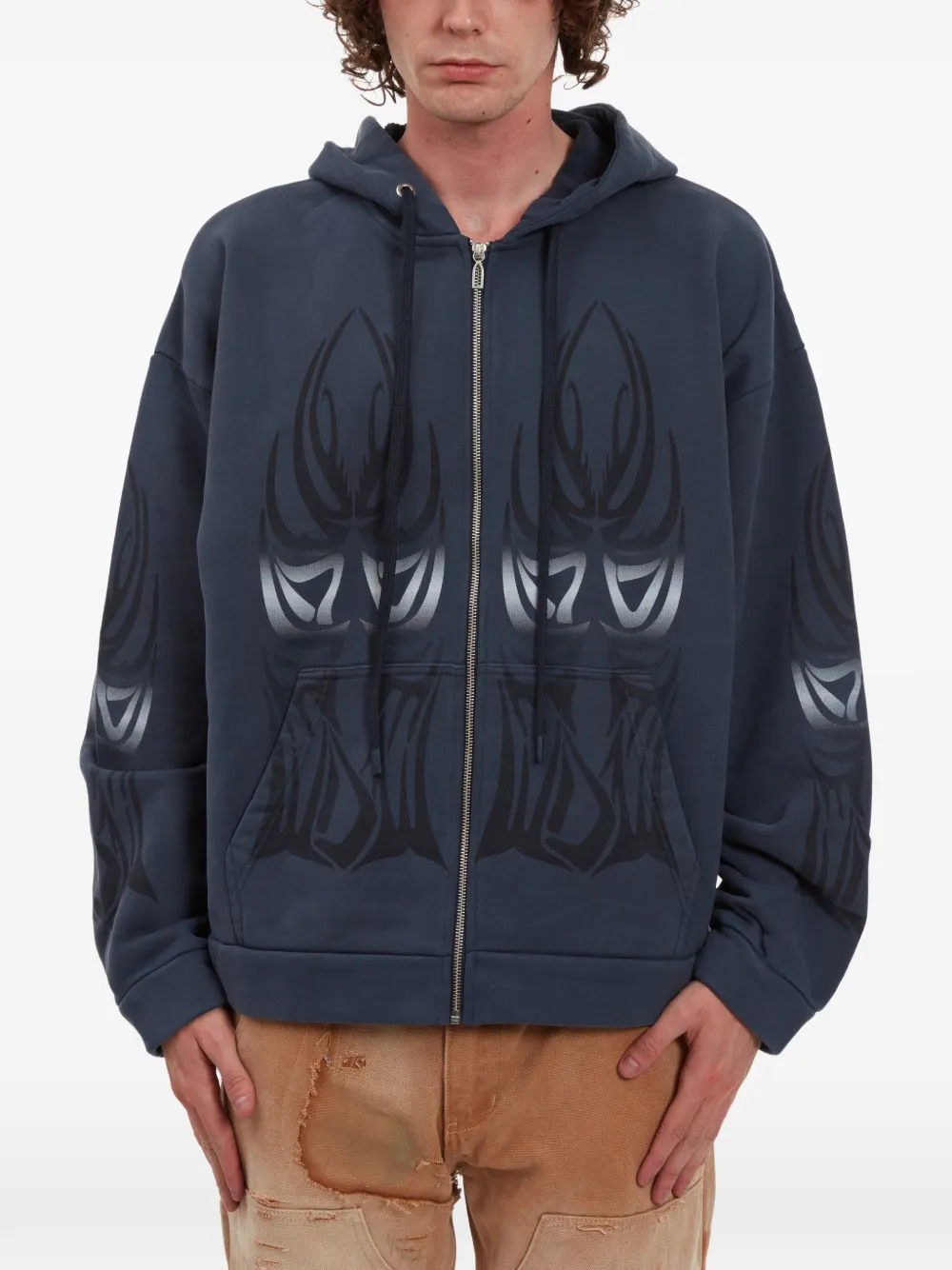 Who Decides War Hoodie met grafische rits Blauw