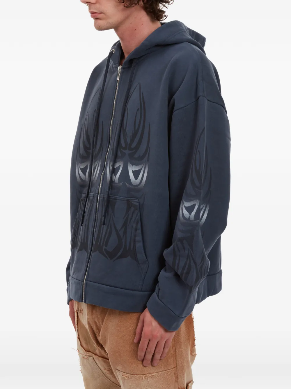 Who Decides War Hoodie met grafische rits Blauw