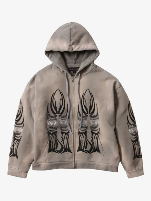 Who Decides War embellished zip-up hoodie