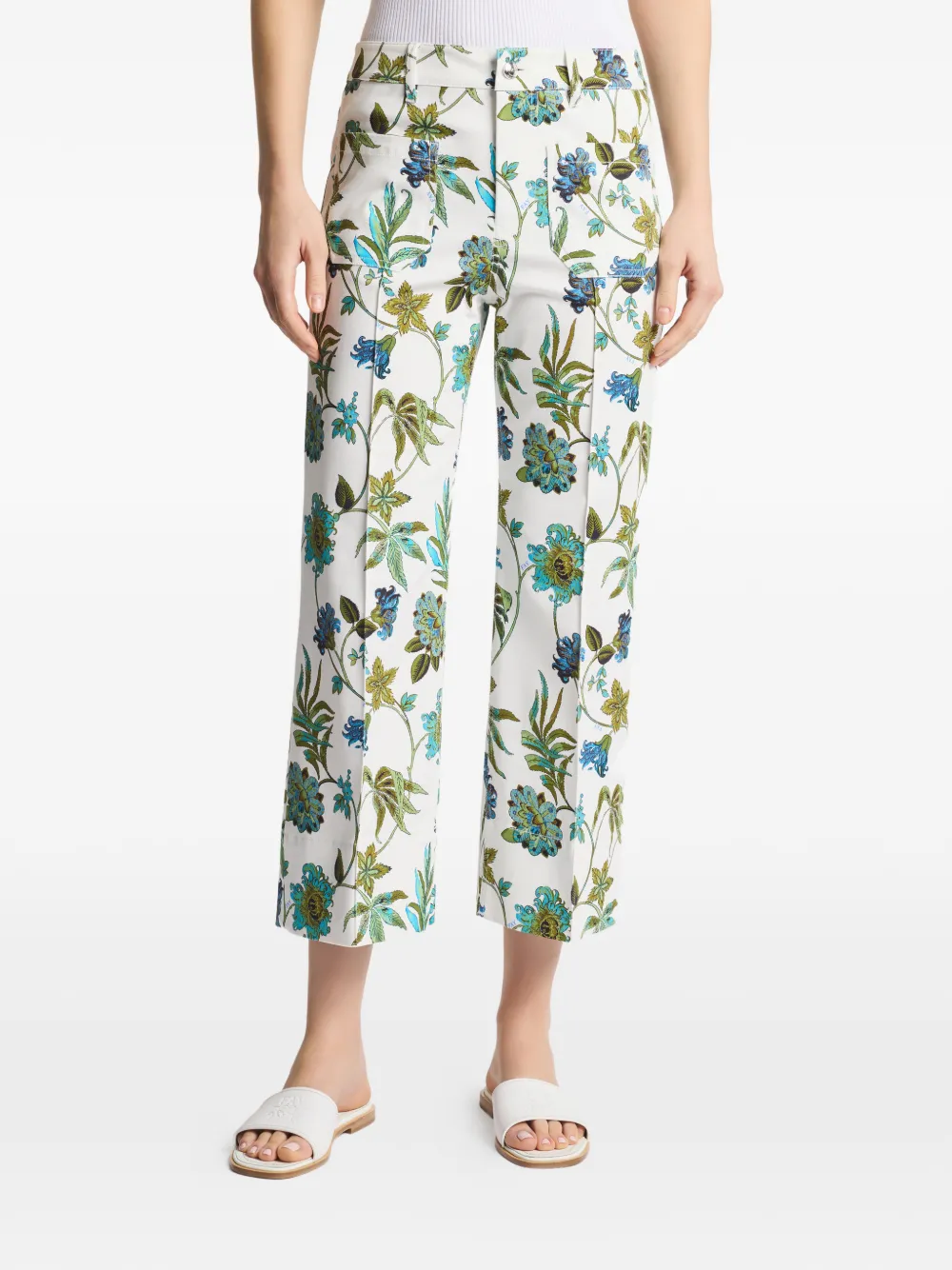  Fay Floral Pocket Trousers - White 
