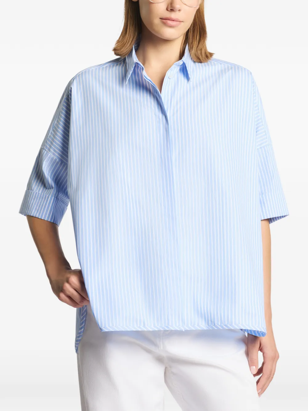  Fay Striped Short-sleeve Shirt - Blue 