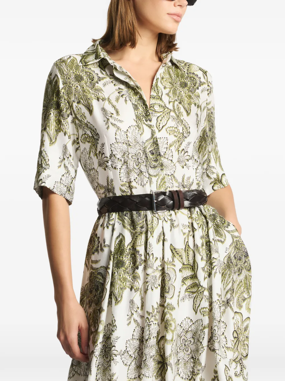 Fay Midi-jurk met bloemenprint Wit