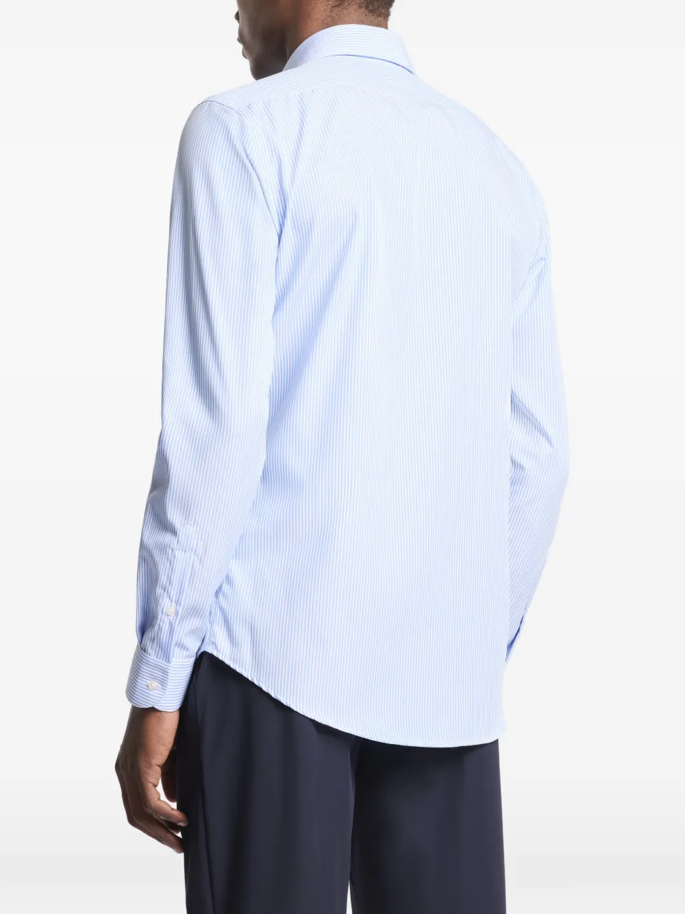 Striped-Pattern French-Collar Shirt
