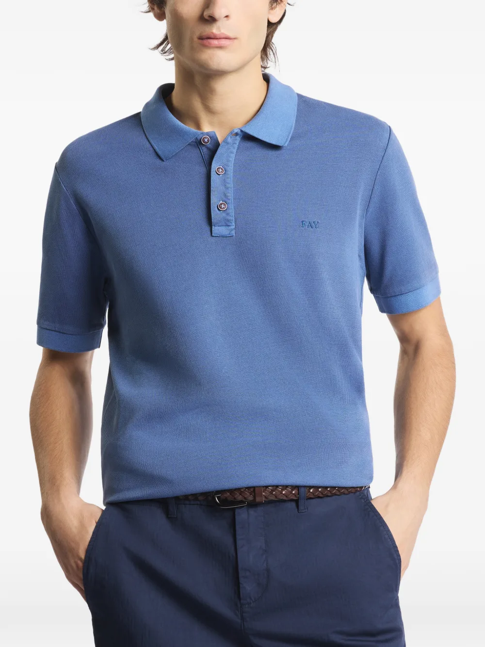 Fay Piqué poloshirt met korte mouwen Blauw