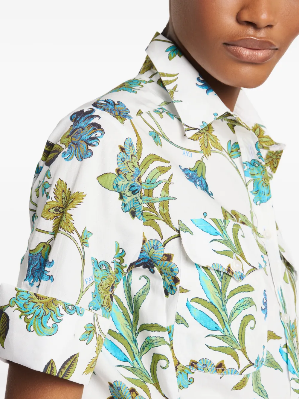 Fay Overhemd met bloemenprint Wit