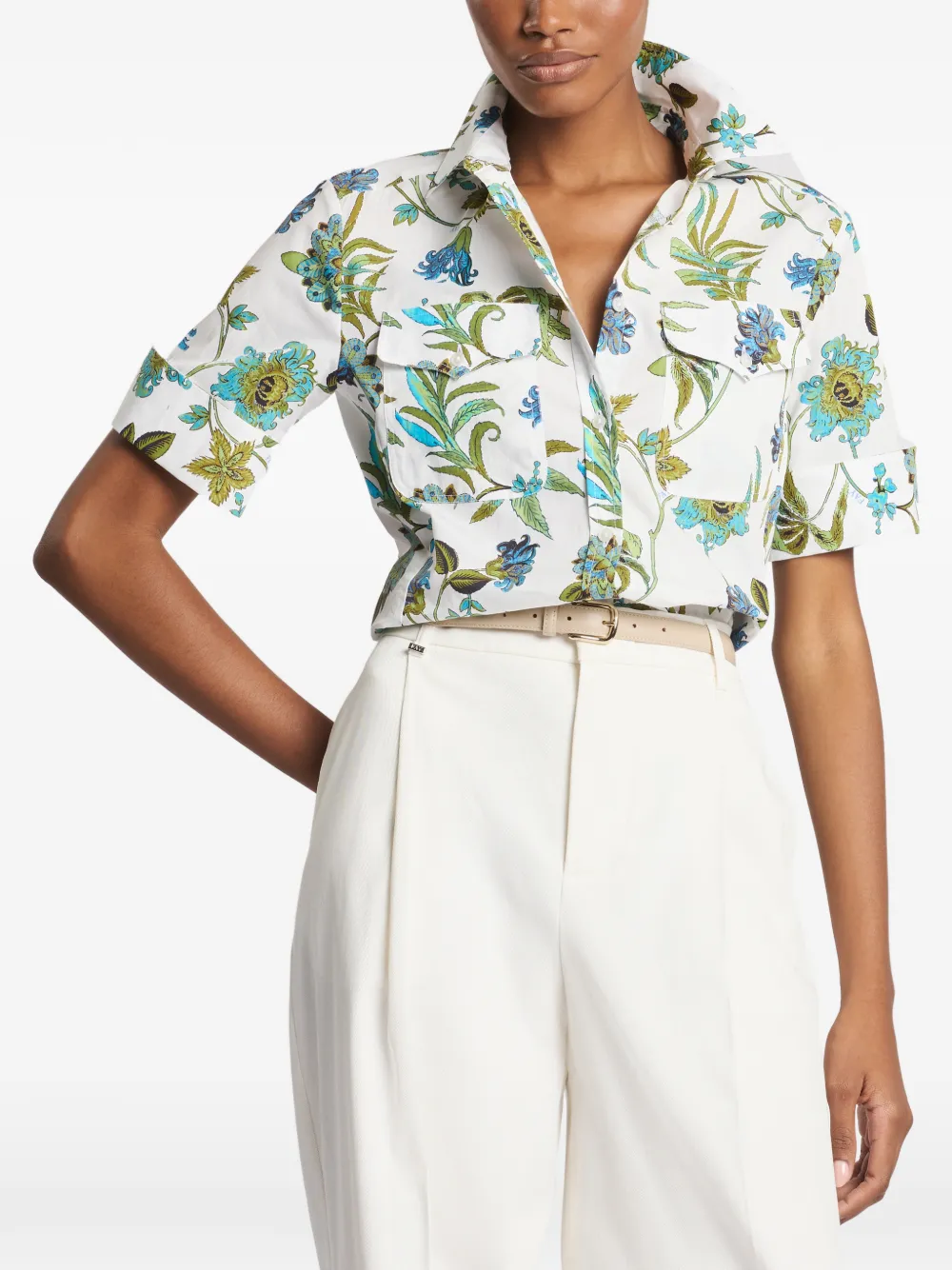  Fay Short-sleeve Floral Shirt - White 